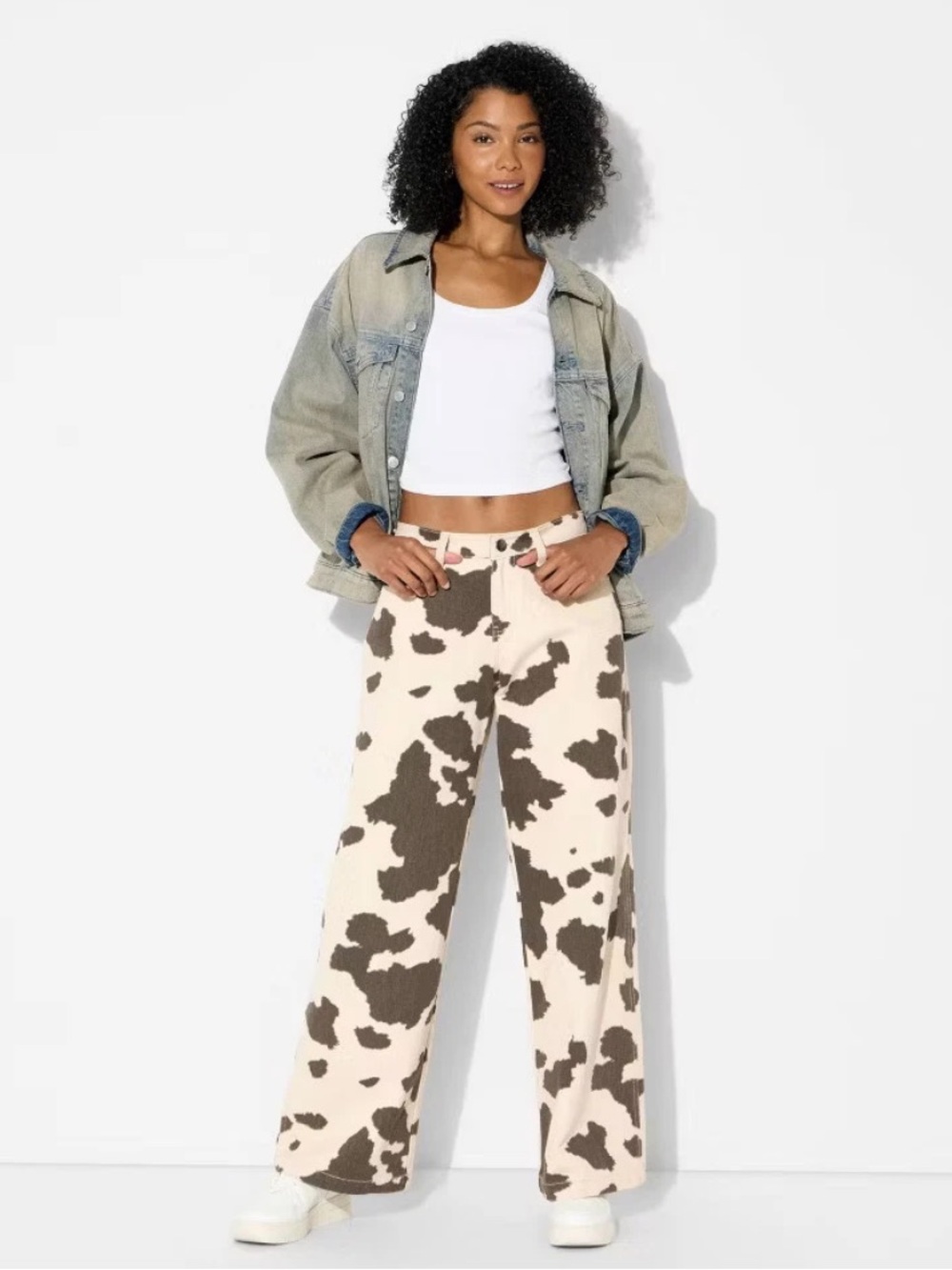 Trendy Low Rise Straight Leg Pants - Wild Fable Brown Cow Print Var Sizes NWT